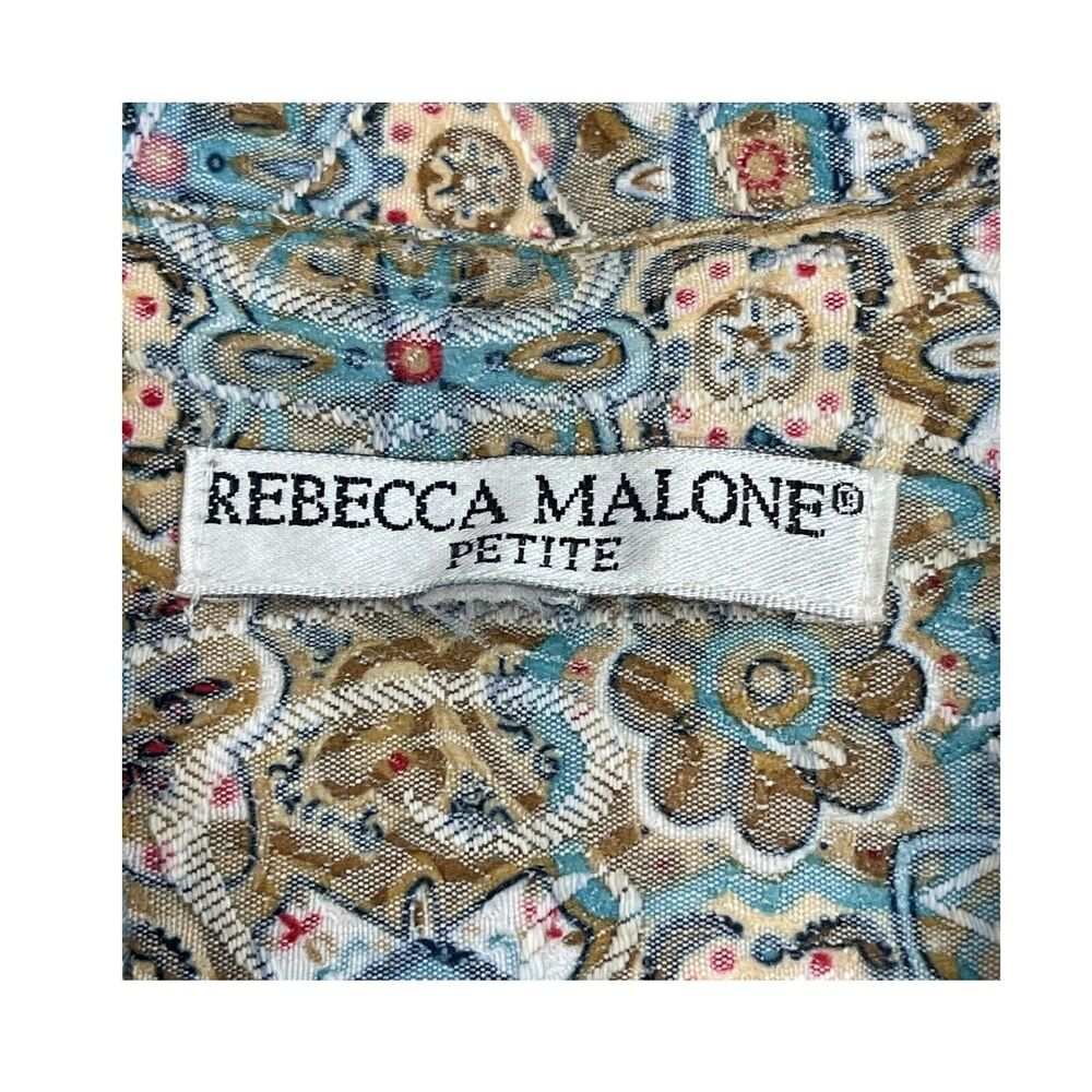 Rebecca Malone Jacket Women's Multi Paisley Print Cotton Stretch Button Front - Picture 3 of 8